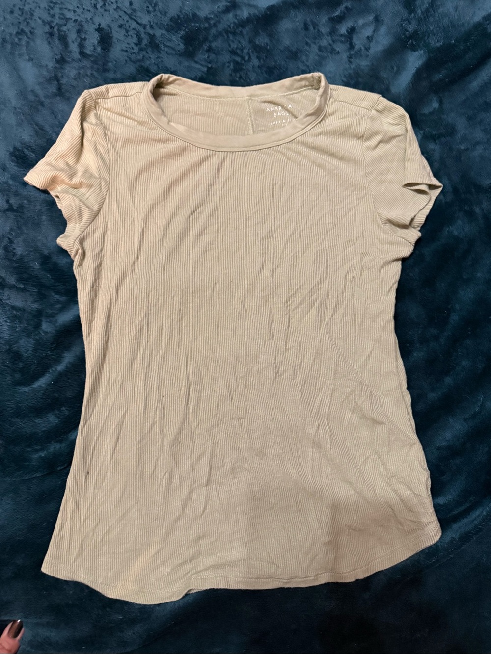 American Eagle Outfitters Short Sleeve Ribbed Tee - Taupe
